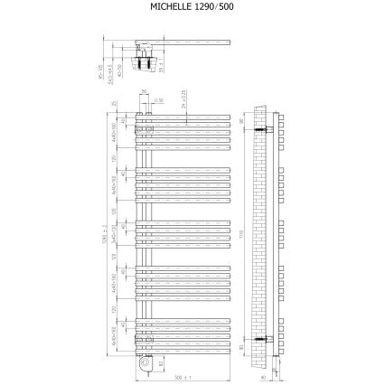 Vertaduro - Θερμαντικό σώμα μπάνιου με θερμοστάτη MICHELLE 600W 129x50 cm ανθρακί