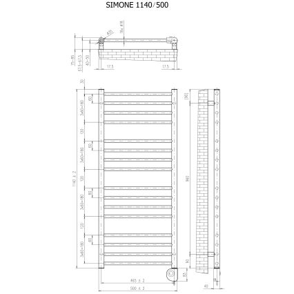 Vertaduro - Θερμαντικό σώμα μπάνιου με θερμοστάτη SIMONE 400W 114x50 cm λευκό