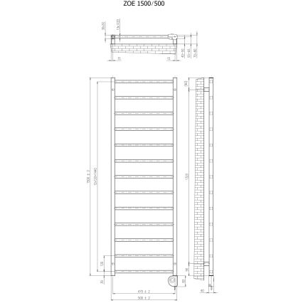 Vertaduro - Θερμαντικό σώμα μπάνιου με θερμοστάτη ZOE 400W 150x50 cm ταουπ