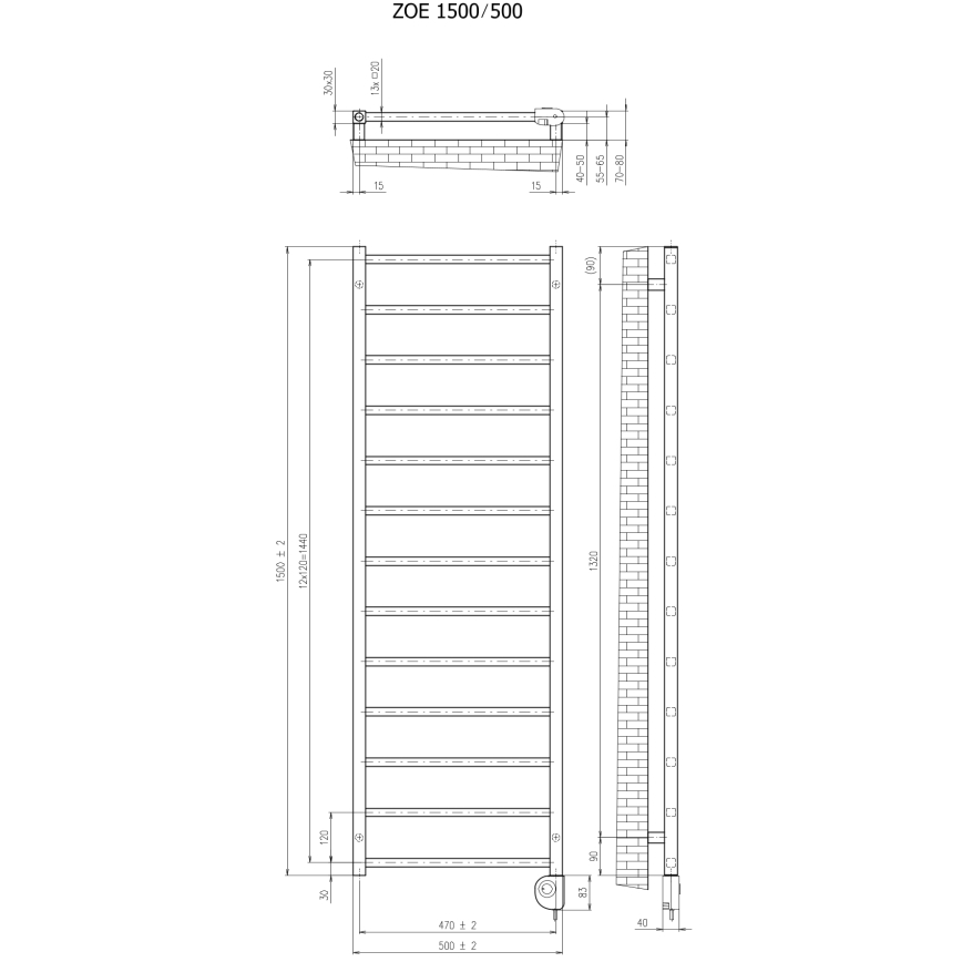 Vertaduro - Θερμαντικό σώμα μπάνιου με θερμοστάτη ZOE 400W 150x50 cm ταουπ