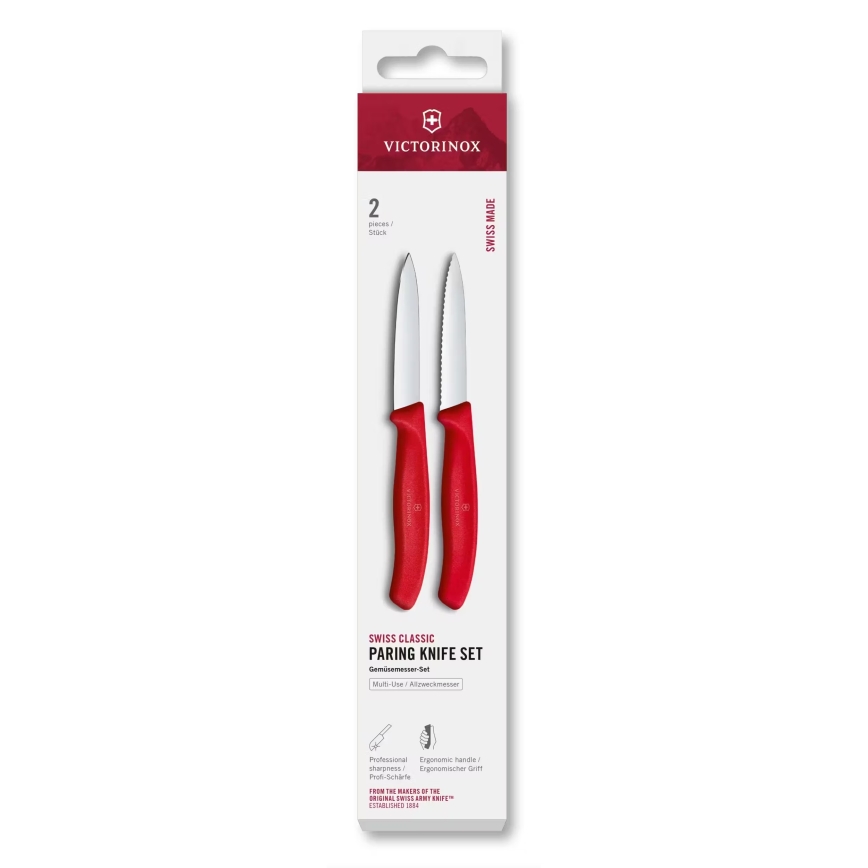 Victorinox - Σετ 2 μαχαιριών κουζίνας για λαχανικά SWISS CLASSIC, 8 εκ., κόκκινο