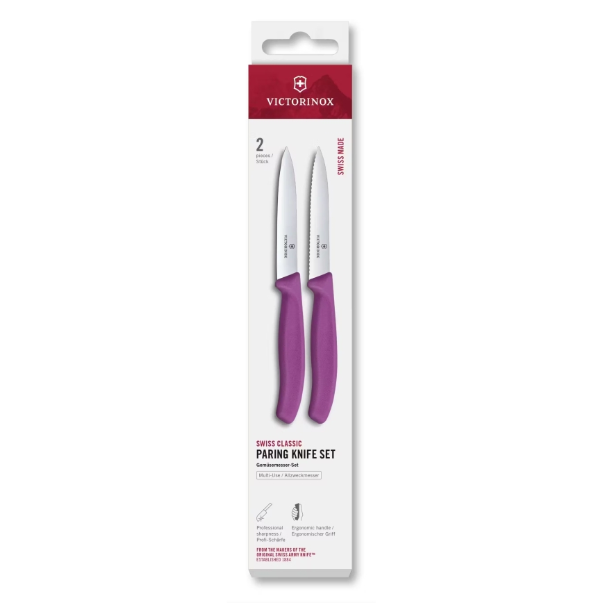 Victorinox - Σετ 2 μαχαιριών για λαχανικά SWISS CLASSIC 10 cm, μωβ
