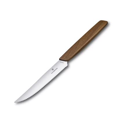 Victorinox - Σετ 2 μαχαιριών για μπριζόλες SWISS MODERN 12 cm, λαβή από ξύλο καρυδιάς