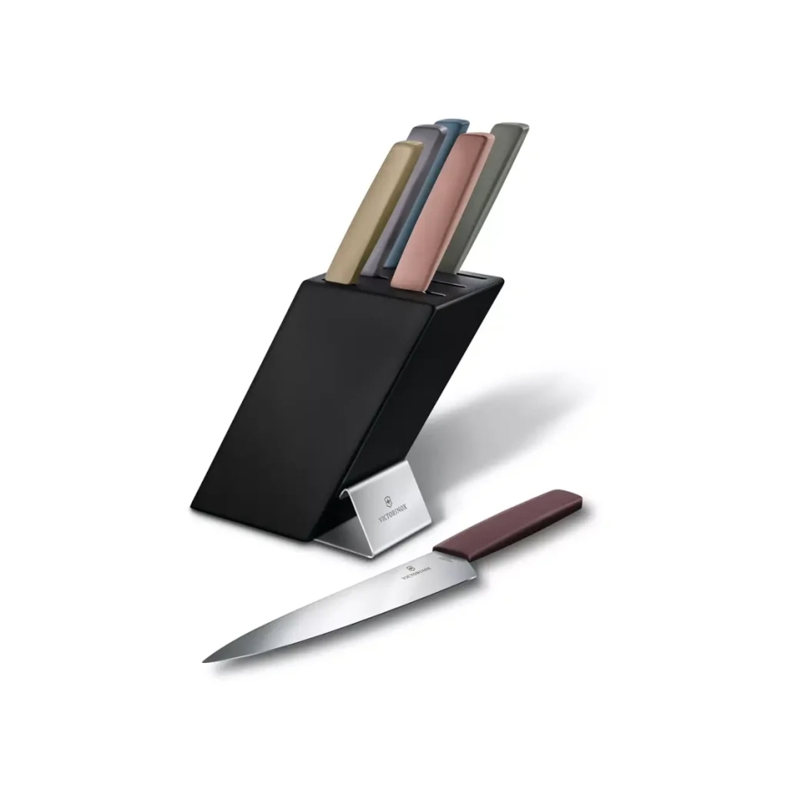 Victorinox -Σετ μαχαιριών κουζίνας σε βάση SWISS MODERN 7 τεμ. οξιά/πολύχρωμο