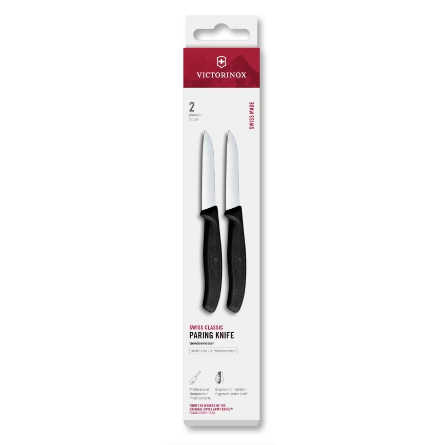 Victorinox - Σετ μαχαιριών κουζίνας για λαχανικά SWISS CLASSIC, 8 cm, 2 τεμ., μαύρο