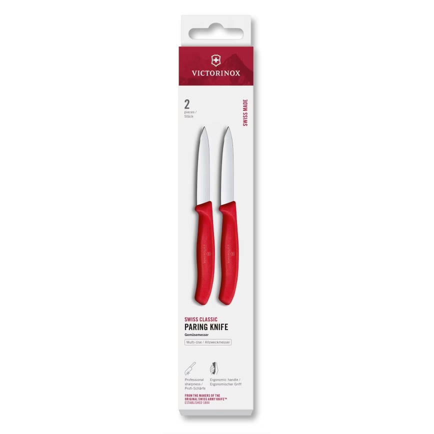 Victorinox - Σετ μαχαιριών κουζίνας για λαχανικά SWISS CLASSIC, 8 εκ., 2 τεμάχια, κόκκινο