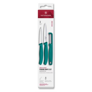 Victorinox - Σετ μαχαιριών κουζίνας με αποφλοιωτή SWISS CLASSIC 3 τεμάχια τυρκουάζ