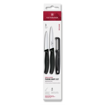 Victorinox - Σετ μαχαιριών κουζίνας με αποφλοιωτή SWISS CLASSIC, 3 τεμάχια, μαύρο