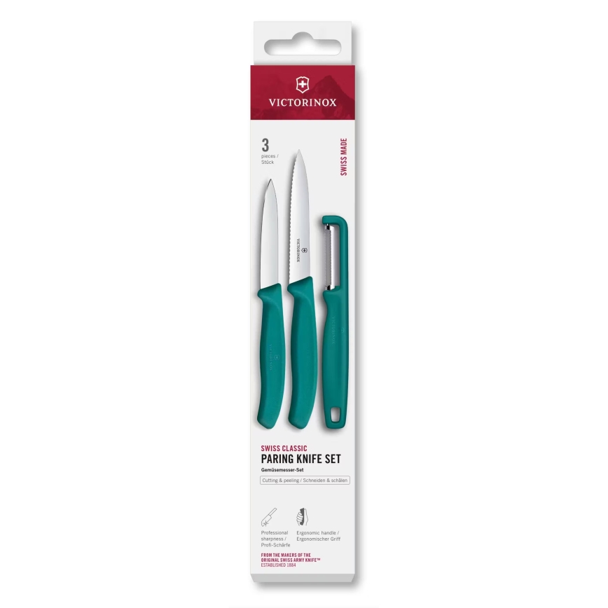 Victorinox - Σετ μαχαιριών κουζίνας με αποφλοιωτή SWISS CLASSIC 3 τεμάχια τυρκουάζ