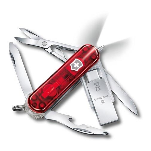 Victorinox - Ελβετικός σουγιάς με Usb flash 6 cm/11 λειτουργίες κόκκινο