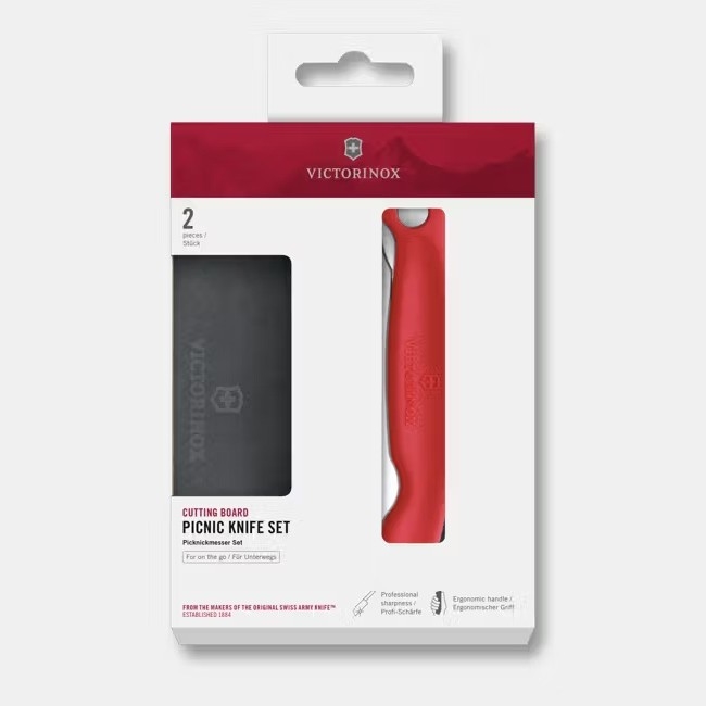 Victorinox - Πτυσσόμενο μαχαίρι SWISS CLASSIC 11 cm κόκκινο + σανίδα κοπής