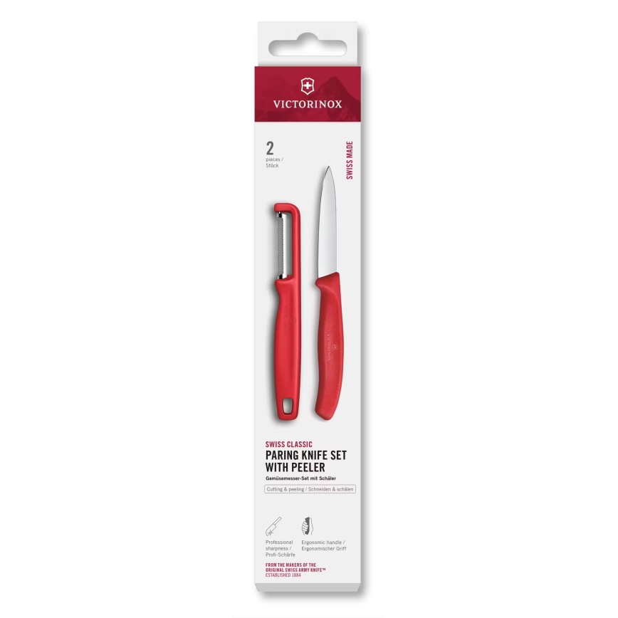Victorinox - Σετ κουζινικού μαχαιριού με αποφλοιωτή SWISS CLASSIC κόκκινο