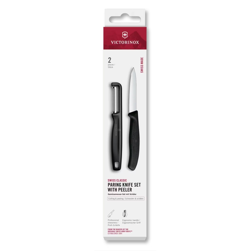 Victorinox - Σετ μαχαιριού κουζίνας με αποφλοιωτή SWISS CLASSIC, μαύρο
