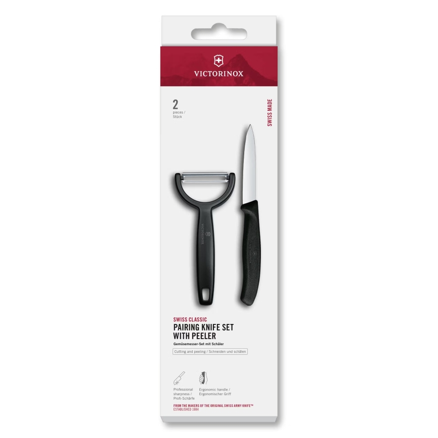 Victorinox - Σετ μαχαιριού κουζίνας με αποφλοιωτή SWISS CLASSIC, μαύρο