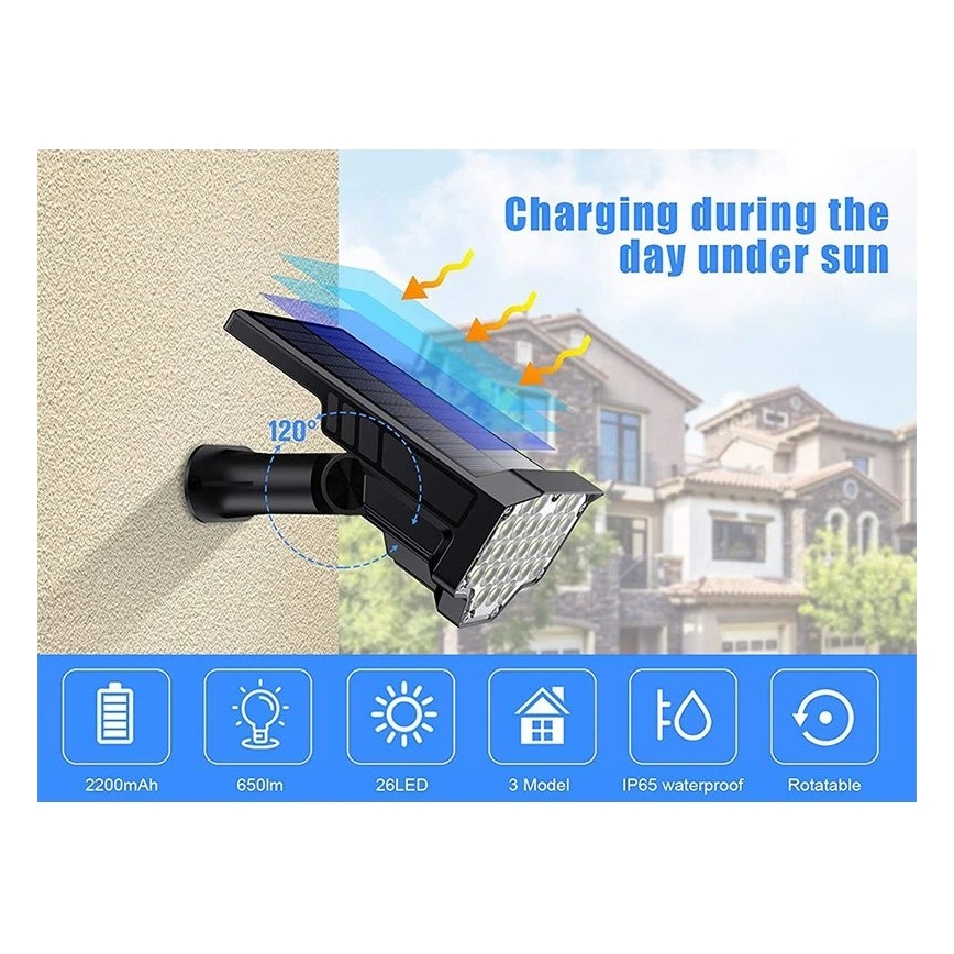 Viking - Ηλιακή λάμπα LED LED/1W/3,7V IP65 6000K 2200 mAh