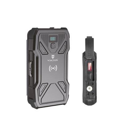 Viking - Power Bank με ενσωματωμένο LED φακό, ασύρματη φόρτιση και ηλιακό πάνελ Power Delivery 22,5 W/10000 mAh