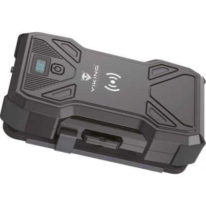 Viking - Powerbank με ενσωματωμένο LED φακό, ασύρματη φόρτιση και ηλιακό πάνελ Power Delivery 22,5W/30000 mAh