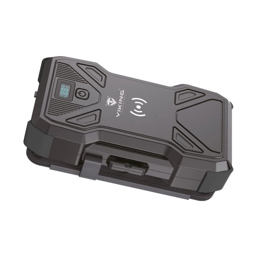 Viking - Powerbank με ενσωματωμένο LED φακό, ασύρματη φόρτιση και ηλιακό πάνελ Power Delivery 22,5W/30000 mAh