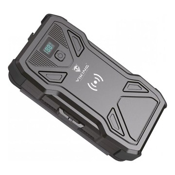 Viking - Power Bank με ενσωματωμένο LED φακό, ασύρματη φόρτιση και ηλιακό πάνελ Power Delivery 22,5 W/10000 mAh