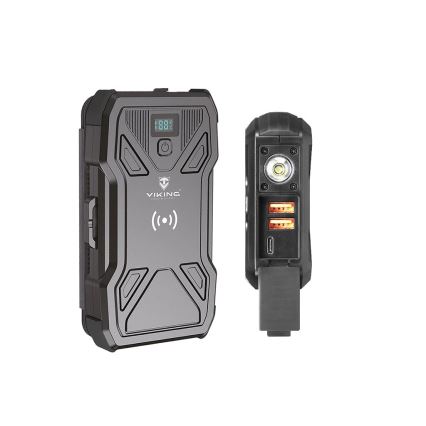Viking - Φορητή μπαταρία με φακό LED, ασύρματη φόρτιση και ηλιακό πάνελ Power Delivery 22,5W/20000 mAh