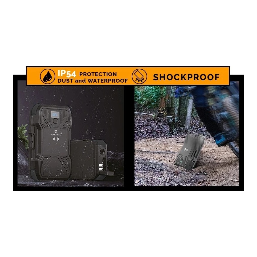 Viking - Φορητή μπαταρία με φακό LED, ασύρματη φόρτιση και ηλιακό πάνελ Power Delivery 22,5W/20000 mAh