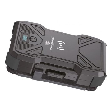 Viking - Powerbank με ενσωματωμένο LED φακό, ασύρματη φόρτιση και ηλιακό πάνελ Power Delivery 22,5W/30000 mAh