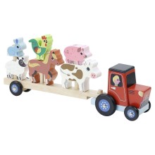 Vilac - Wooden tractor with ζώα/ζωάκια