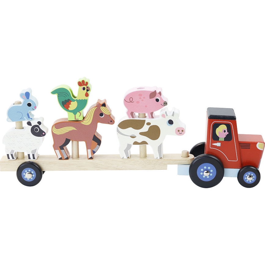 Vilac - Wooden tractor with ζώα/ζωάκια