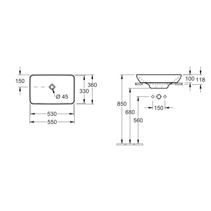 Villeroy & Boch 41135501 - Επιτραπέζιος νιπτήρας VENTICELLO 55,5x36 cm κεραμικός/λευκός