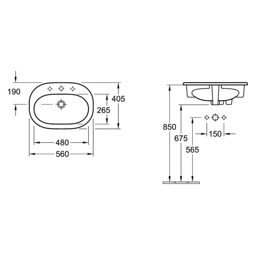 Villeroy & Boch 41615601 - Ενθετός νιπτήρας O.NOVO 56x40,5 cm κεραμικός/λευκός
