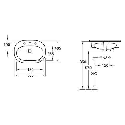 Villeroy & Boch 416156R1 - Εντοιχιζόμενος νιπτήρας O.NOVO 56x41 cm κεραμικός/λευκός