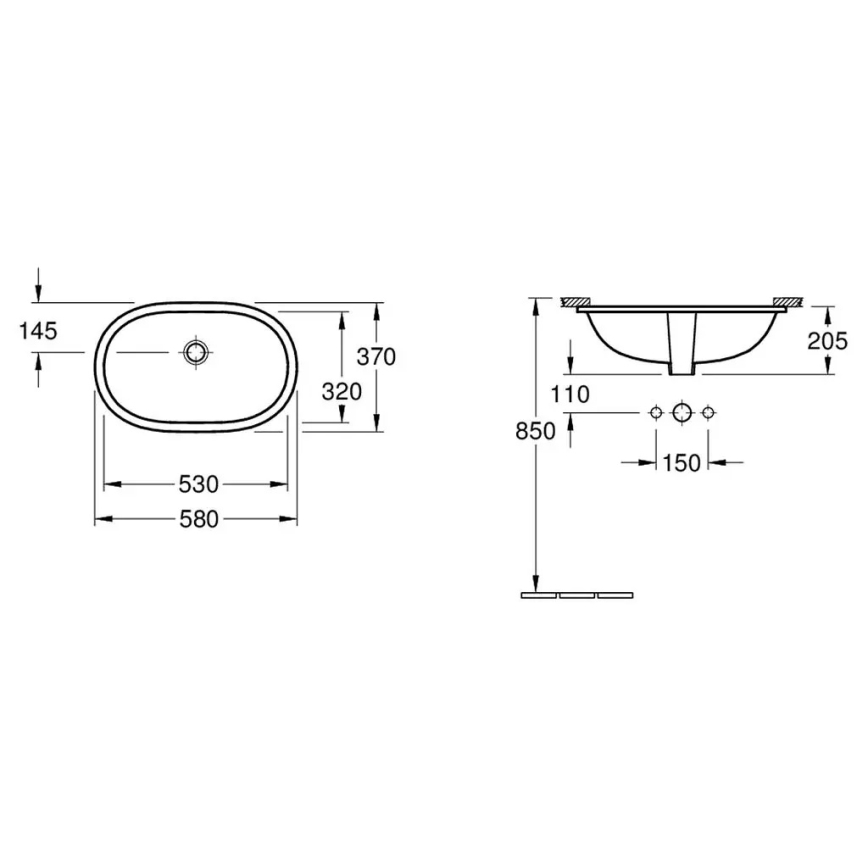 Villeroy & Boch 41625001 - Εντοιχισμένος νιπτήρας O.NOVO 53x32 cm κεραμικός/λευκός