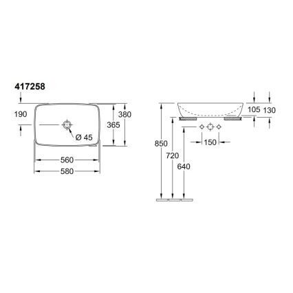 Villeroy & Boch 41725801 - Επιτραπέζιος νιπτήρας ARTIS 58x38,5 cm κεραμικός/λευκός