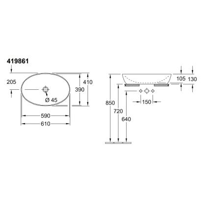 Villeroy & Boch 41986101 - Επιτραπέζιος νιπτήρας ARTIS 61x41 cm κεραμικός/λευκός