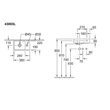 Villeroy & Boch 43003L01 - Κρεμαστός νιπτήρας AVENTO 36x22 cm κεραμικός/λευκός