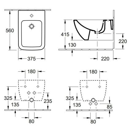 Villeroy & Boch 441100R1 - Επιτοίχιο μπιντέ VENTICELLO κεραμικό/λευκό
