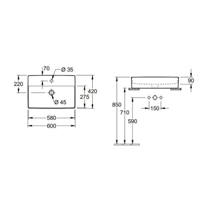 Villeroy & Boch 4A076001 - Επιτραπέζιος νιπτήρας MEMENTO 60x42 cm κεραμικός/λευκός