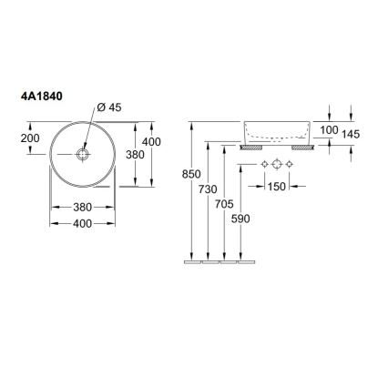 Villeroy & Boch 4A1840R1 - Επιτραπέζιος νιπτήρας COLLARO Ø 40 cm, κεραμικός/λευκός