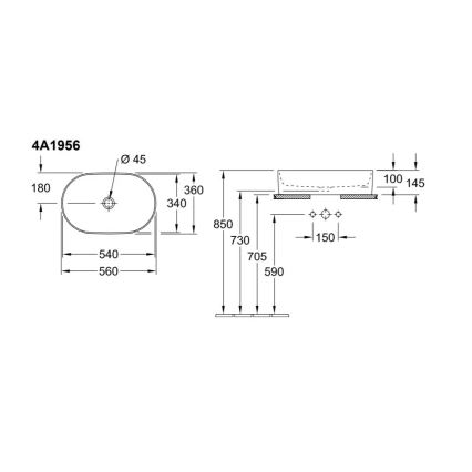 Villeroy & Boch 4A1956R1 - Επιτραπέζιος νιπτήρας COLLARO 56x36 cm, κεραμικός/λευκός