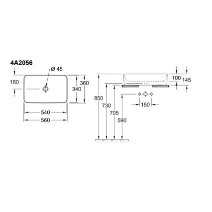 Villeroy & Boch 4A205601 - Επιτραπέζιος νιπτήρας COLLARO 56x36 cm κεραμικός/λευκός