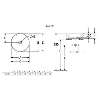 Villeroy & Boch 4A450001 - Επιτραπέζιος νιπτήρας LOOP&FRIENDS Ø 38 cm, κεραμικό/λευκό
