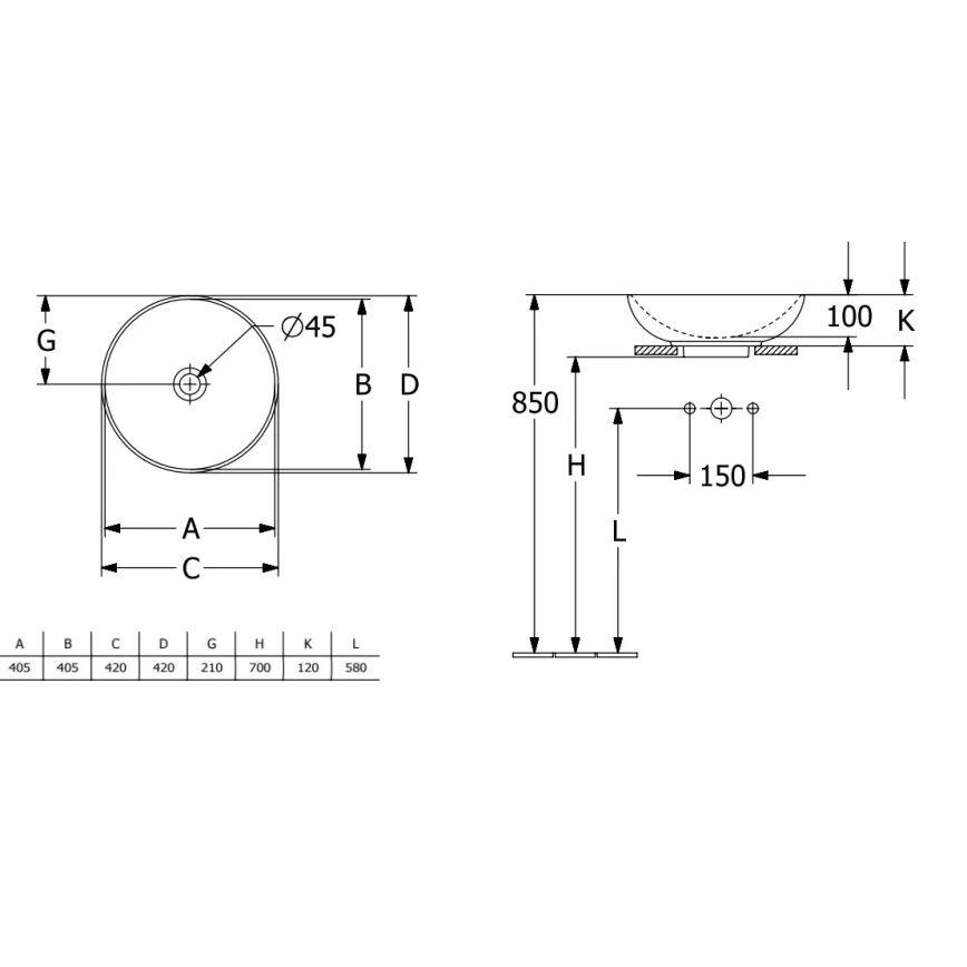 Villeroy & Boch 4A460001 - Νιπτήρας για πάγκο LOOP&FRIENDS Ø 42 cm κεραμικός/λευκός