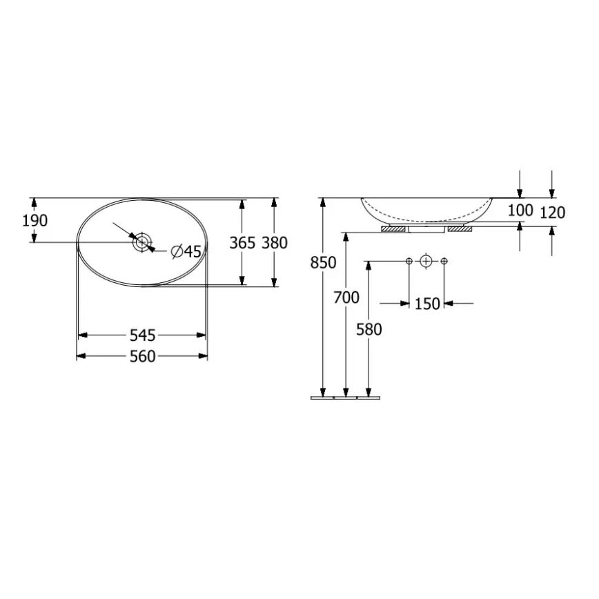 Villeroy & Boch 4A470001 - Επιτραπέζιος νιπτήρας LOOP&FRIENDS 56x38 εκ. κεραμικός/λευκός