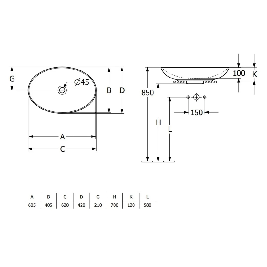Villeroy & Boch 4A480001 - Επιτραπέζιος νιπτήρας LOOP&FRIENDS 62x42 cm κεραμικό/λευκό