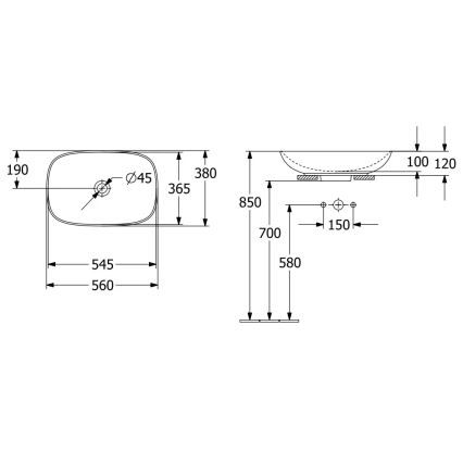 Villeroy & Boch 4A490001 - Επιτραπέζιος νιπτήρας LOOP&FRIENDS 56x38 cm κεραμικός/λευκός