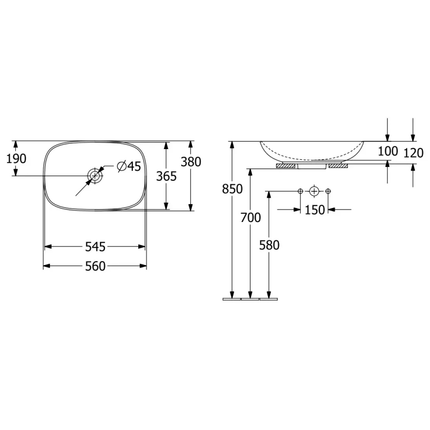 Villeroy & Boch 4A490001 - Επιτραπέζιος νιπτήρας LOOP&FRIENDS 56x38 cm κεραμικός/λευκός