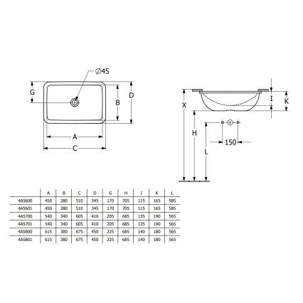 Villeroy & Boch 4A5601R1 - Εντοιχιζόμενος νιπτήρας LOOP&FRIENDS 45 x 28 εκ. κεραμικός/λευκός