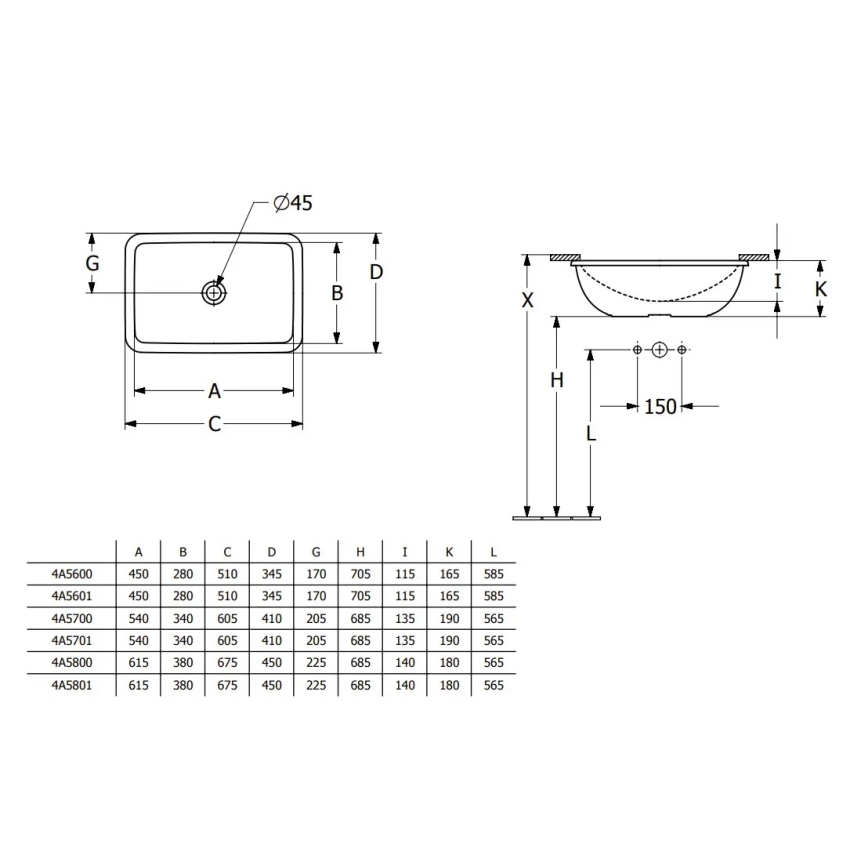 Villeroy & Boch 4A5601R1 - Εντοιχιζόμενος νιπτήρας LOOP&FRIENDS 45 x 28 εκ. κεραμικός/λευκός