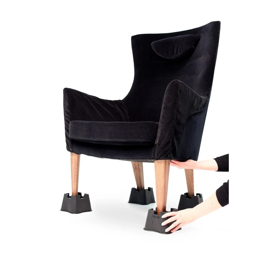 Vitility - Σετ 4 ανυψωτικών προσαρμογέων για κρεβάτι 7 εκ., μαύρα