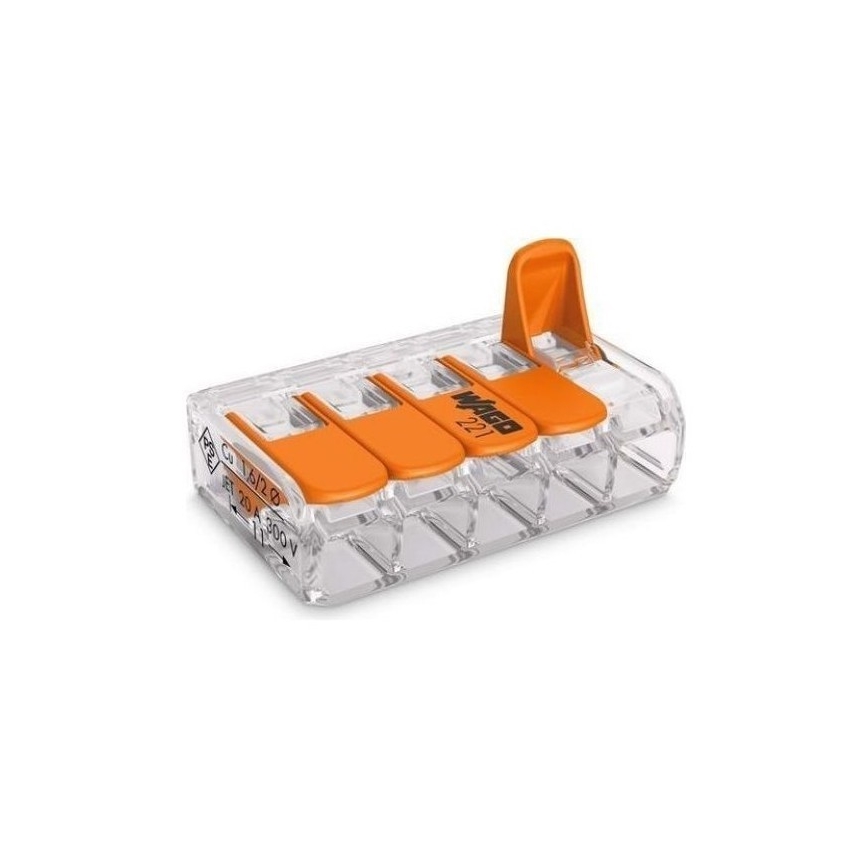 WAGO 221-415 - Κλέμα ταχείας σύνδεσης COMPACT 5x4 450V πορτοκαλί